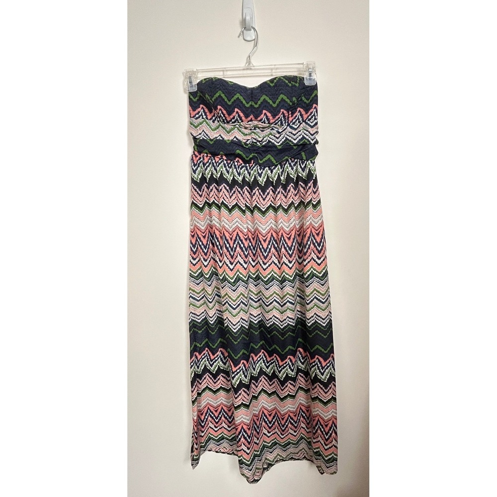 Fire Los Angeles Strapless Maxi Dress Womensβ Large Chevron Print Boho NWT